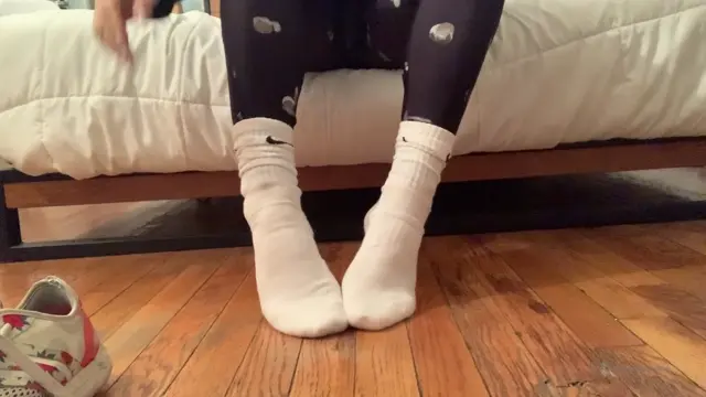 Poster: goddessfendi 11-02-2020 post work out sweaty sock and shoe removal and smell … come take a whiff