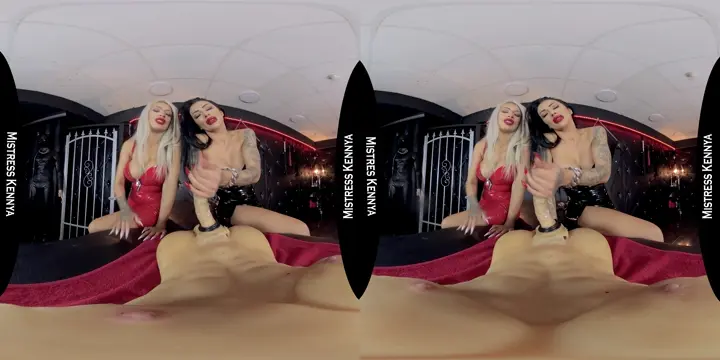 Poster: Mistress Saida – and Mistress Kennya Masturbation Cuckolding Session MFF Fetish Latex Submitting to 2 Dommes Tommy Torso POV
