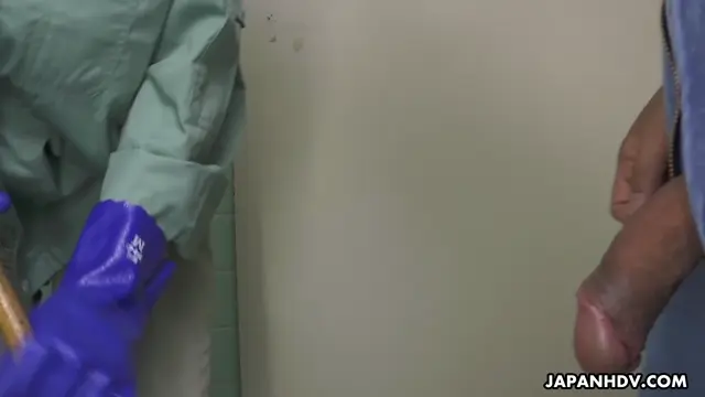 Poster: Maki Koizumi jumps on men in a public bathroom to suck them off