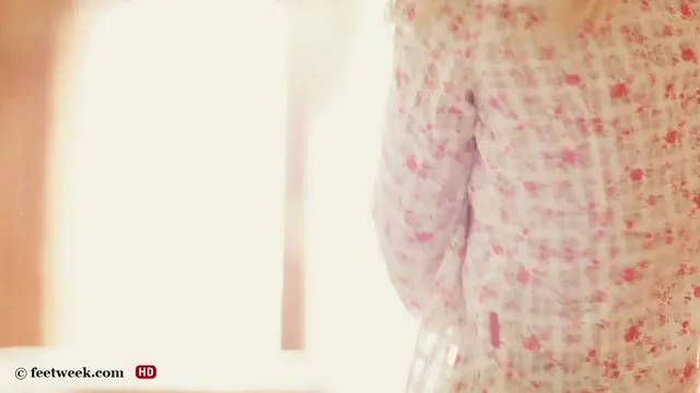 Poster: Awesome blonde in suntan pantyhose and mules