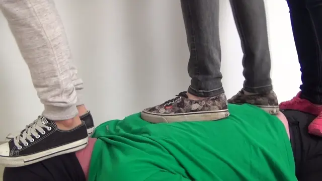 Poster: Foot Fetish Beauties - Full body and neck trampling! - Candy, Loren, Sasha - Jumping - trampling - fetish porn bra fetish